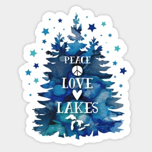 Great Lakes - Peace Love Lakes Heart and Starry Night Original Art Sticker